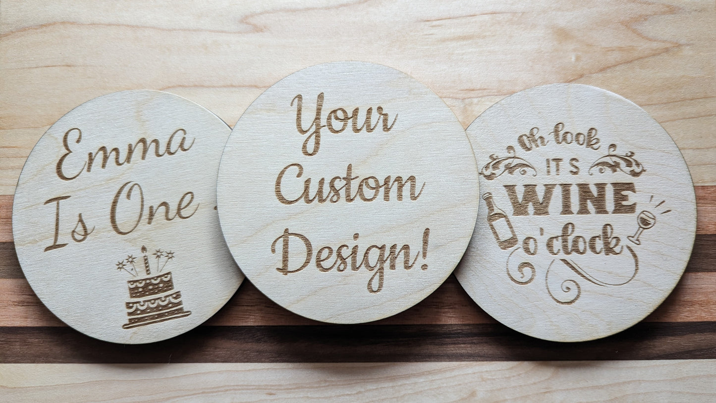 Personalized Laser Engraved Wood  Gift Coasters