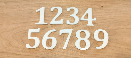 3" Tall White Acrylic Numbers 0-9