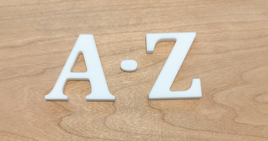 6" Tall A-Z Alphabet White Acrylic Letters 1/8"
