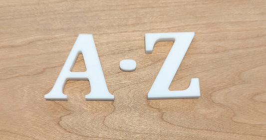 9" Tall A-Z Alphabet White Acrylic Letters 1/8"