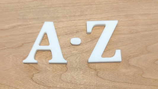 3" Tall A-Z Alphabet White Acrylic Letters 1/8"