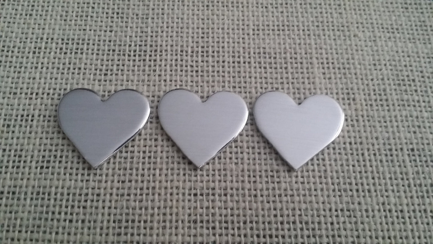 10 Pack of 1 1/4' Polished 14g Aluminum Heart Shaped Stamping Blanks