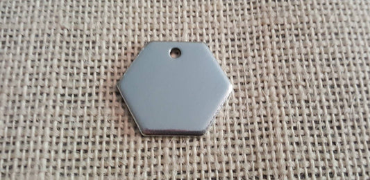 10 Pack of Polished 1 1/8' Hexagons with Hole 14g Aluminum