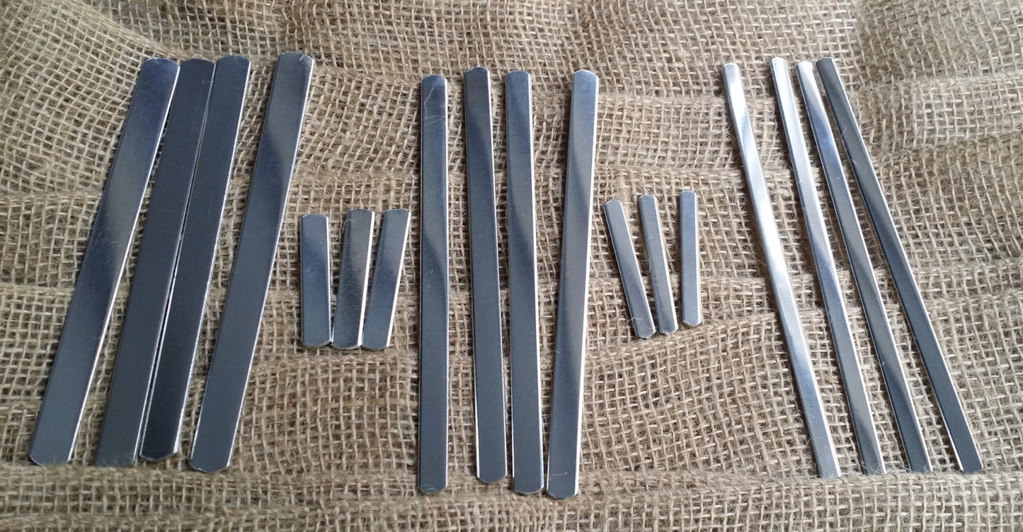 Variety Pack of 14g Aluminum Stamping Blanks- Five of Each- 1/4', 3/8', 1/2' Bracelet Blanks & 1/4', 3/8' Ring Blanks